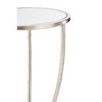Mirrored Glass Top Side Table with Bowed Silver Metal Legs | Marcia