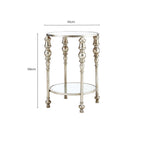 Mirrored Glass Top Two-Tier Side Table with Silver Metal Legs, Marcia