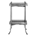 Antique Silver Finish Mirrored Tray Table with 2 Removable Trays and Lattice Detail Iron Frame | Reza