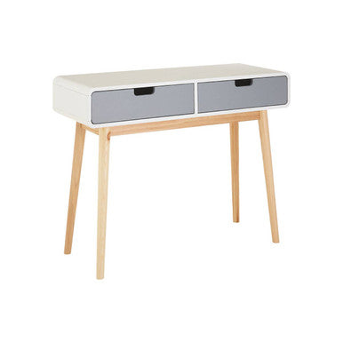 White and Natural Console Table with 2 Drawers | Milo