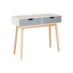 White and Natural Console Table with 2 Drawers | Milo