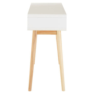 White and Natural Console Table with 2 Drawers | Milo