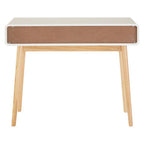 White and Natural Console Table with 2 Drawers | Milo