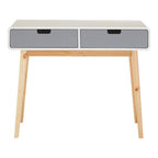 White and Natural Console Table with 2 Drawers | Milo