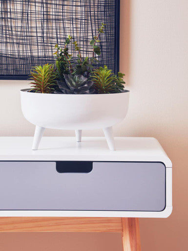 White and Natural Console Table with 2 Drawers | Milo