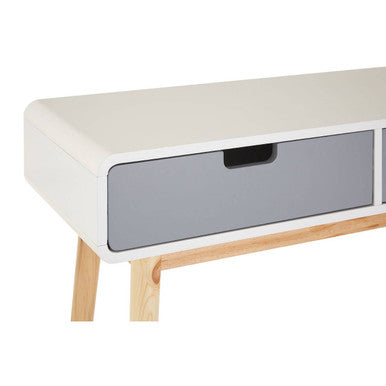 White and Natural Console Table with 2 Drawers | Milo