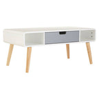 White and Natural Coffee Table with Drawer | Milo