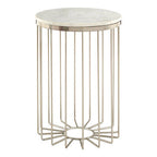 White Marble Top Side Table with Cage Design Iron Rod Base | Templar