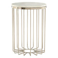 White Marble Top Side Table with Cage Design Iron Rod Base | Templar