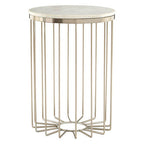 White Marble Top Side Table with Cage Design Iron Rod Base | Templar
