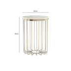 White Marble Top Side Table with Cage Design Iron Rod Base | Templar