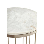 White Marble Top Side Table with Cage Design Iron Rod Base | Templar