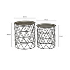 Set of Two Round Zinc Top Coffee Table Pair with Black Iron Cylindrical Bases | Templar