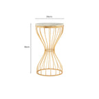 White Marble Round Top Side Table with Gold Iron Hourglass Iron Base | Templar