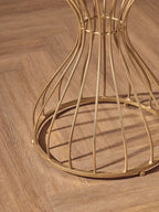 White Marble Round Top Side Table with Gold Iron Hourglass Iron Base | Templar