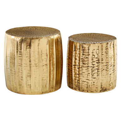 Gold Set of 2 Antique Brass Side Table and Stool | Templar