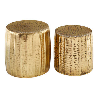 Gold Set of 2 Antique Brass Side Table and Stool | Templar