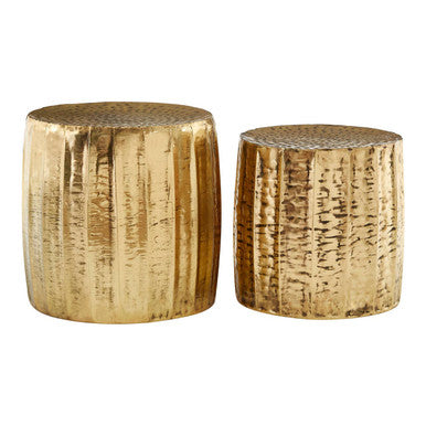 Gold Set of 2 Antique Brass Side Table and Stool | Templar