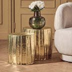 Gold Set of 2 Antique Brass Side Table and Stool | Templar