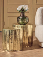 Gold Set of 2 Antique Brass Side Table and Stool | Templar