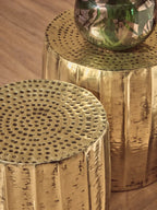 Gold Set of 2 Antique Brass Side Table and Stool | Templar