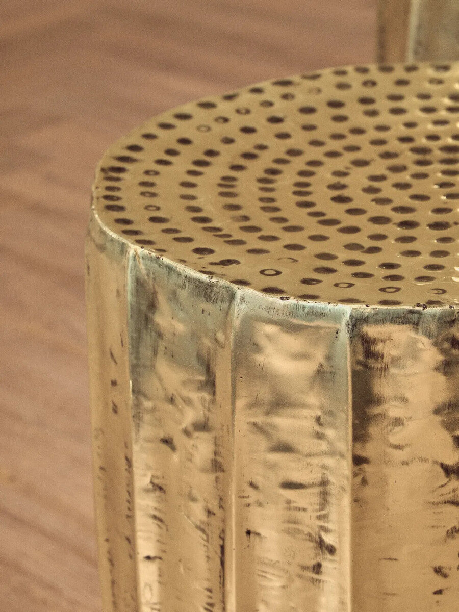 Gold Set of 2 Antique Brass Side Table and Stool | Templar