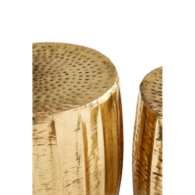 Gold Set of 2 Antique Brass Side Table and Stool | Templar