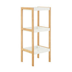 Three Tiered White and Natural Shelf Unit | Nostra