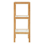 Three Tiered White and Natural Shelf Unit | Nostra