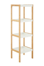 Four Tiered White and Natural Shelf Unit | Nostra