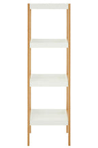 Four Tiered White and Natural Shelf Unit | Nostra