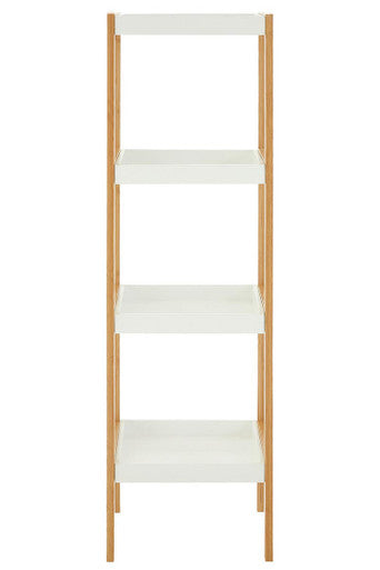 Four Tiered White and Natural Shelf Unit | Nostra
