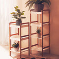 Four Tiered White and Natural Shelf Unit | Nostra