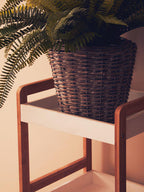 Four Tiered White and Natural Shelf Unit | Nostra
