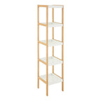 Five Tiered White and Natural Shelf Unit | Nostra