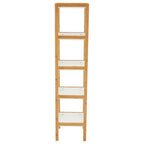 Five Tiered White and Natural Shelf Unit | Nostra