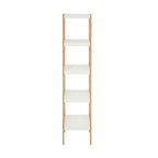 Five Tiered White and Natural Shelf Unit | Nostra