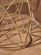 Set of 2 Round Mirrored Glass Top Side Tables with Gold Metal Frame | Arcana