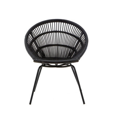 Black Natural Rattan Chair with Iron Legs | Lagom