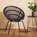 Black Natural Rattan Chair with Iron Legs | Lagom