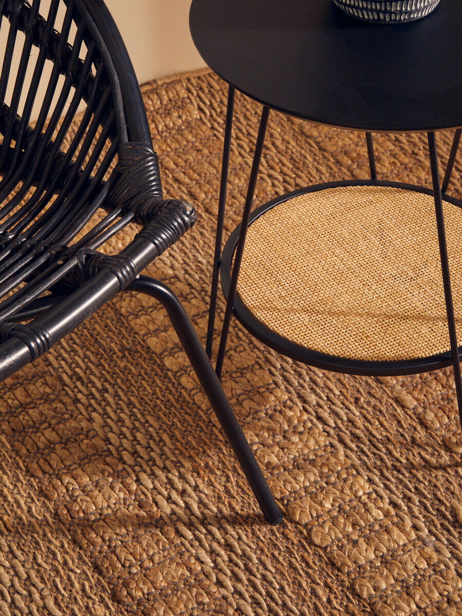Black Natural Rattan Chair with Iron Legs | Lagom