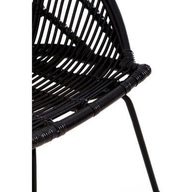 Black Natural Rattan Chair with Iron Legs | Lagom