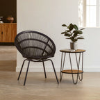 Black Natural Rattan Chair with Iron Legs | Lagom