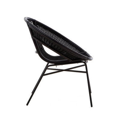 Black Natural Rattan and Iron Black Chair | Lagom