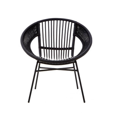 Black Natural Rattan and Iron Black Chair | Lagom