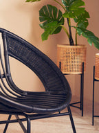 Black Natural Rattan and Iron Black Chair | Lagom
