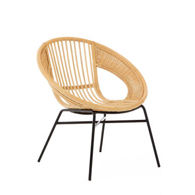 Natural Rattan and Black Iron Chair | Lagom