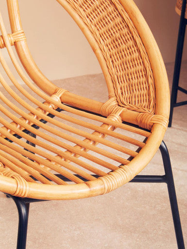 Natural Rattan and Black Iron Chair | Lagom