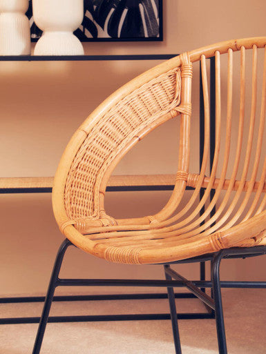 Natural Rattan and Black Iron Chair | Lagom