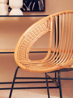 Natural Rattan and Black Iron Chair | Lagom